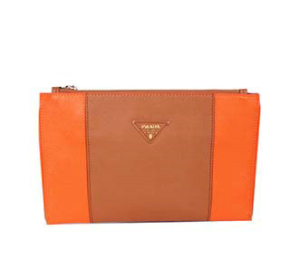2014 Prada Saffiano Calf Leather Clutch BP625 orange&tan for sale